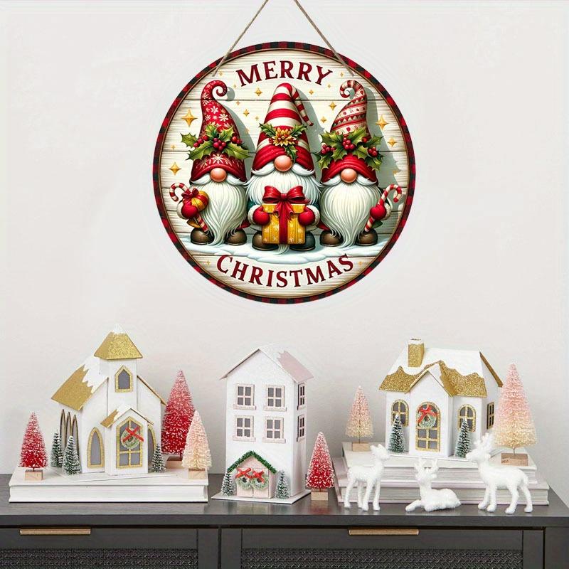 Christmas Welcome Door Sign, Wooden Dwarfs Hanging Wood Sign for Front Door, Outdoor Holiday Sign,Christmas Decor for Home Farmhouse Decorations