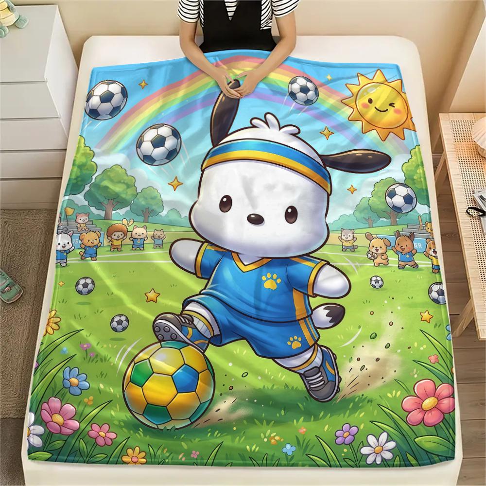 1PC Pochacco Print Flannel Blanket, High quality All Seasons, Home Decor, Warmth and Comfort, Perfect for Christmas Gifts