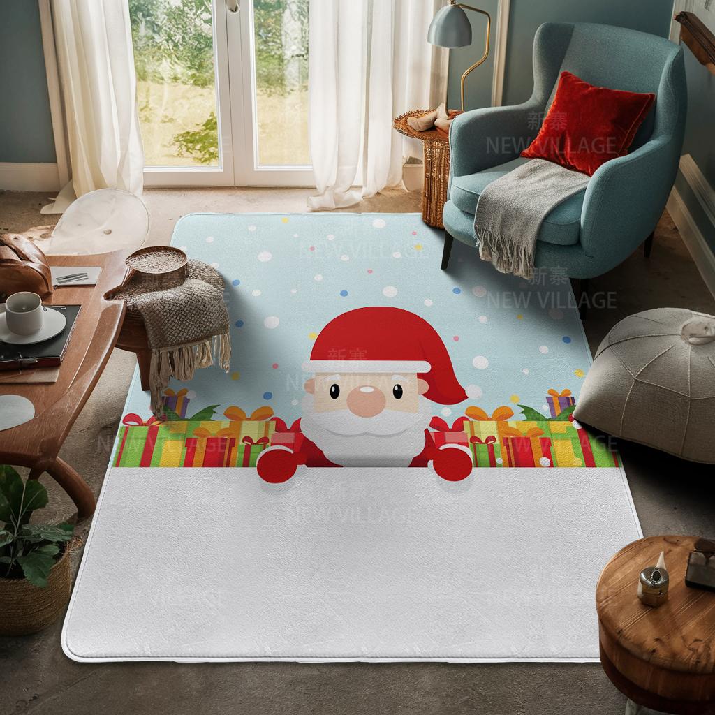 House Entrance Carpet Home Door Mat Living Room Bath Foot Bathroom Non-slip Water Absorption Rugs Bath Merry Christmas Winter