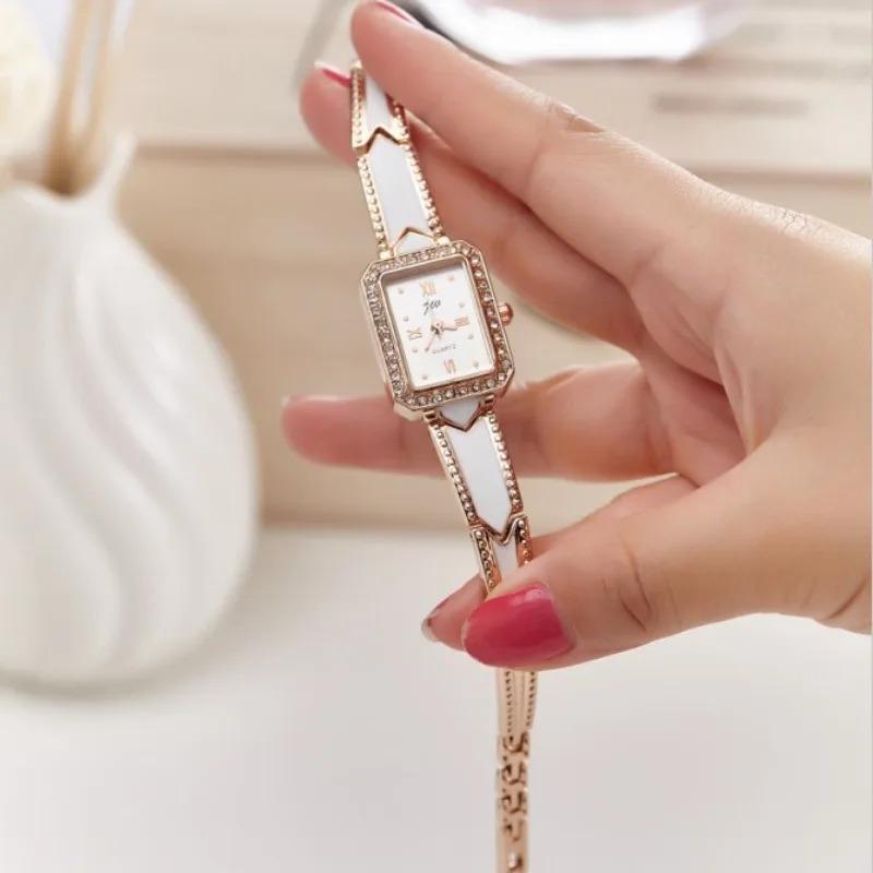 Luxury Ladies Watch Office Rectangle Rhinestone Women Bracelet Watches Quartz Wristwatches Simple Relogio Feminino Montre Femme