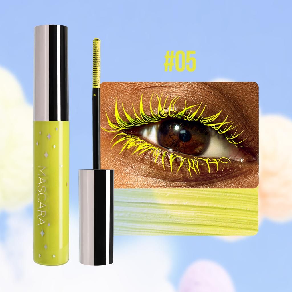 Colorful Mascara with Pearlescent Fine Shimmering, Waterproof and Non-smudge Christmas Spiral Mascara Brush