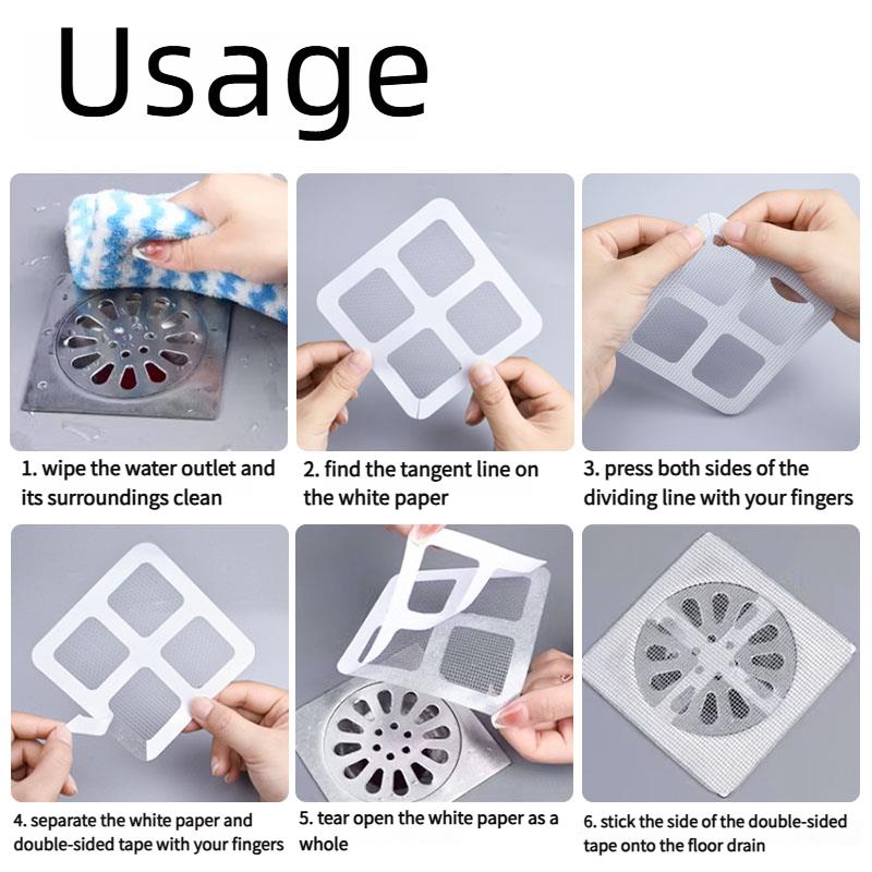 10-20Pcs Disposable Floor Drain Sticker Shower Hair Catcher Mesh Sink Strainer Filter Cover For Bathroom Kitchen Bathtub Use Set