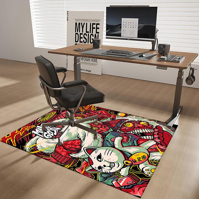 1pc Anime Cat and Demon Chair Mat - Mang God Office Rug with Cartoon Design, Suitable for Home Decor, Gaming Room, Seasonal Gift.U070