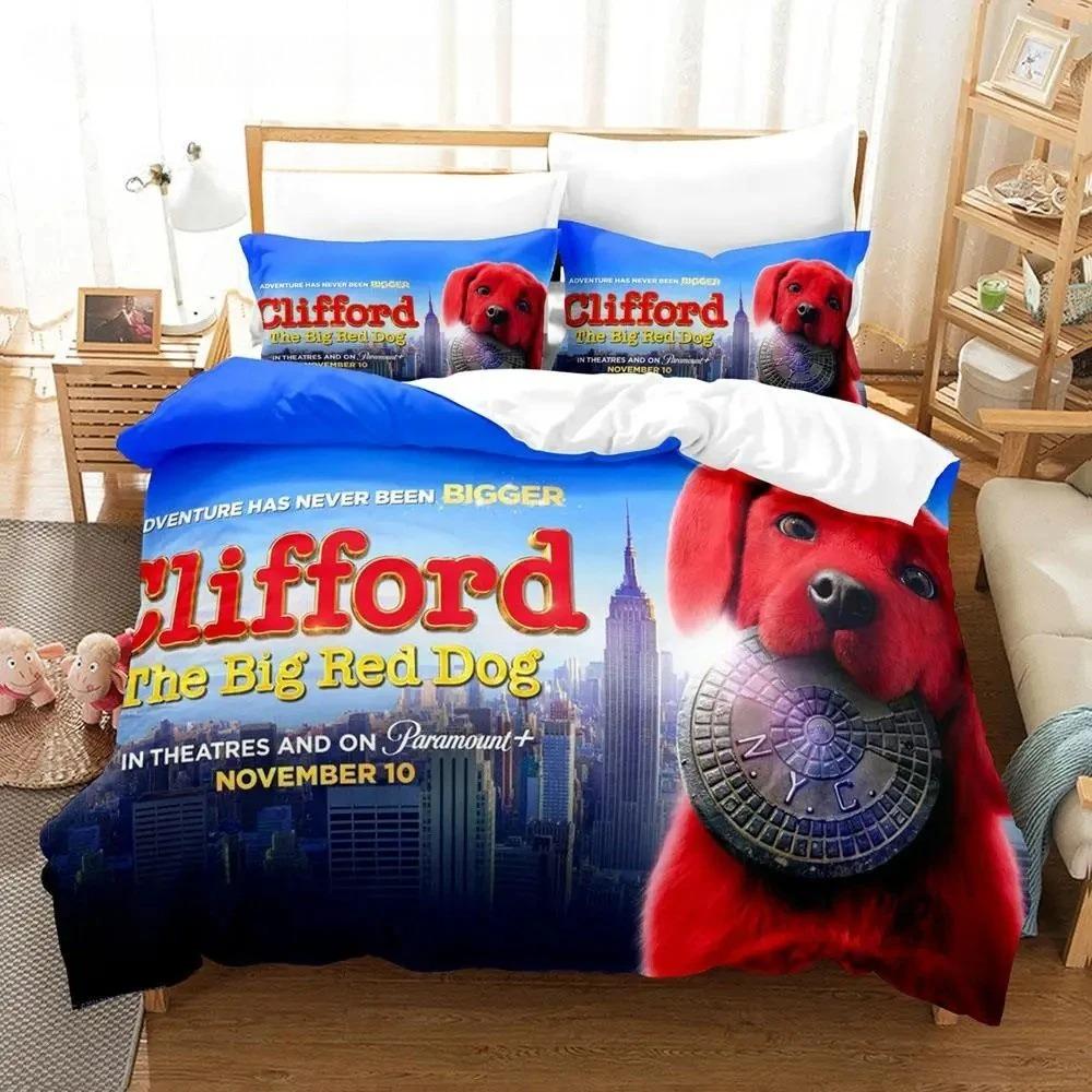 

Clifford The Big Red Dog Bedding Set Single Twin Full Queen King Size Bed Set Aldult Boys Bedroom Duvet cover Cool Boy/girl Bed EU single(135x200cm)