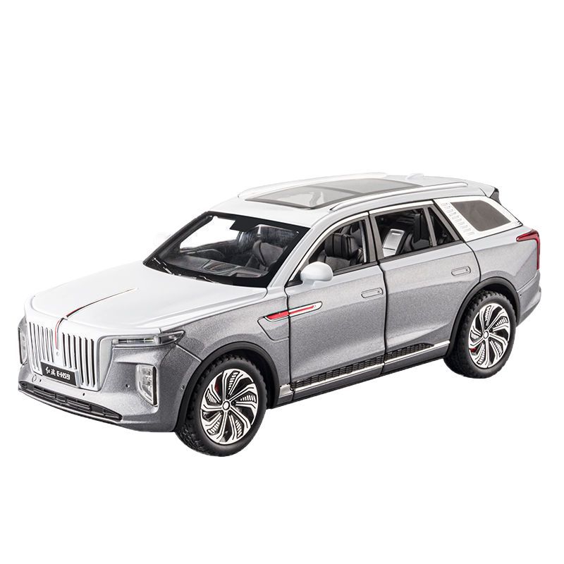 1/24 Hong Qi E-HS9 Pure Electric Large SUV Classic Alloy Car Model Diecasts Toy with Sound and Light Vehicles Decoration Toy Boy