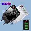 3-Port USB Display Screen Wall Charger, 5V/3A US Standard, Multi-Functional Travel Phone Plug