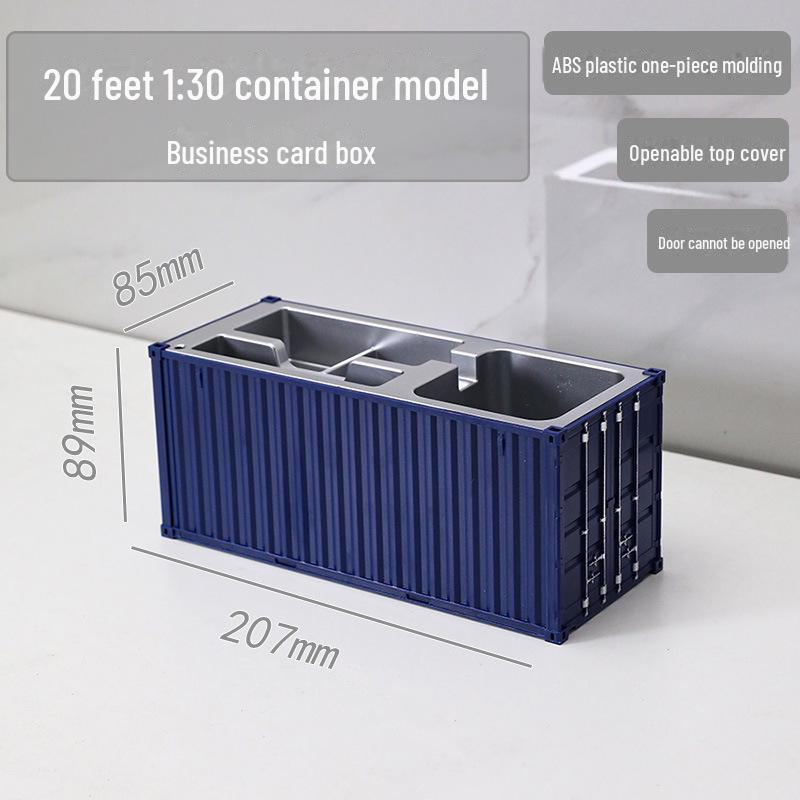 20ft Container Model Pen Holder & Business Card Box with Customizable Patterns/Text - Plastic Ornament