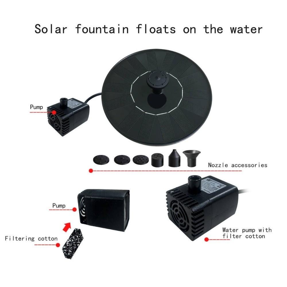 Automatic Solar Fountain Birdbath Waterfall Design Floating Water Feature Solar Bird Bath Plastic Garden Bird Feeder Backyard