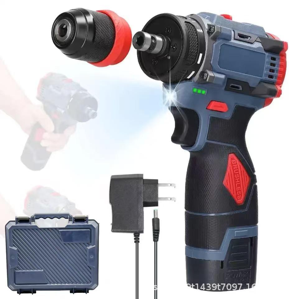 Brushless Impact Drill & Electric Screwdriver with Quick Chuck for Handheld Hole Drilling and Decoration