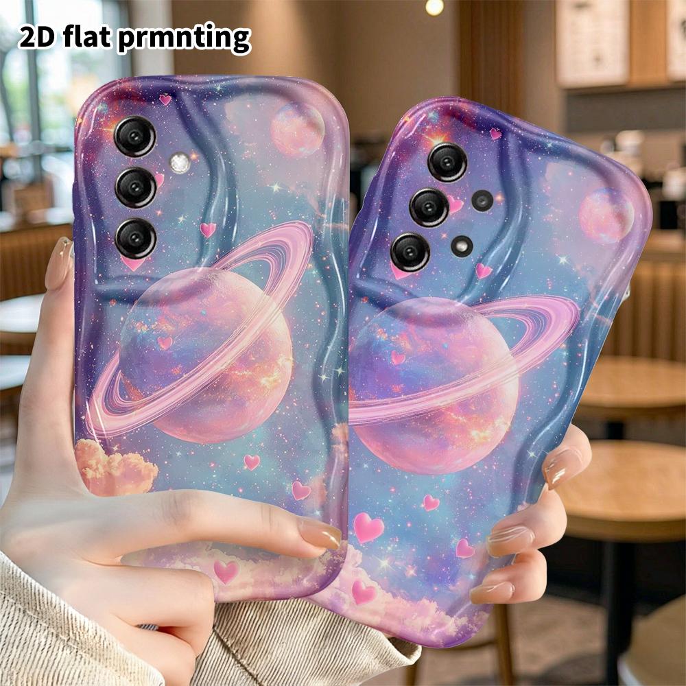 Phone Case: 2D Samsung Galaxy A34 A35 M05 M06 S20 S22 S21 FE Plus 5G Case, Pink and Purple Heart Planet, Christmas and Halloween Gift