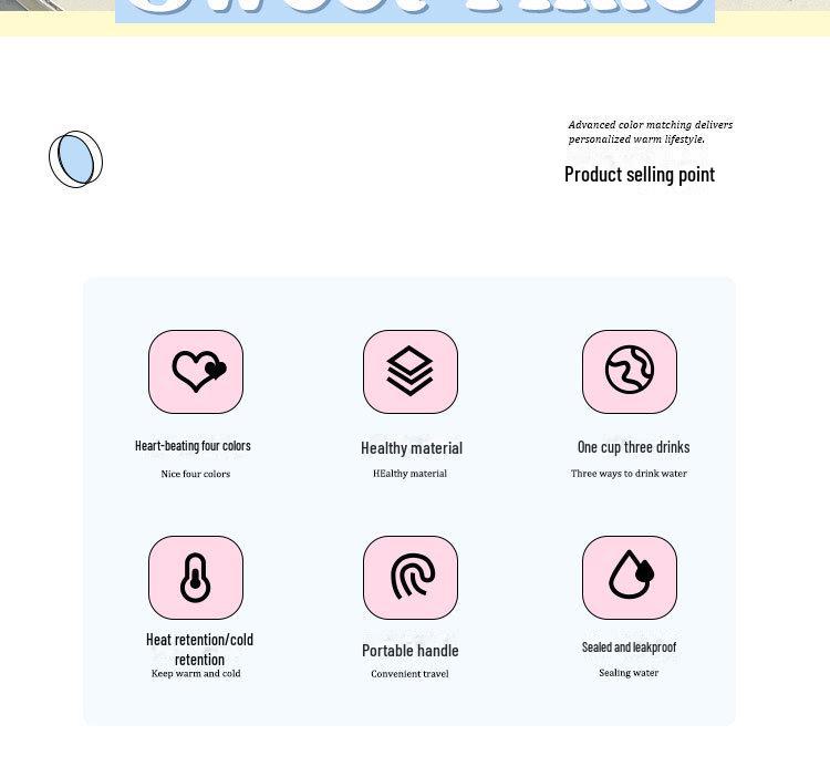 Compact Cartoon Kids' Stainless Steel Straw Thermos - Dual-Drink Design for Tea or Water