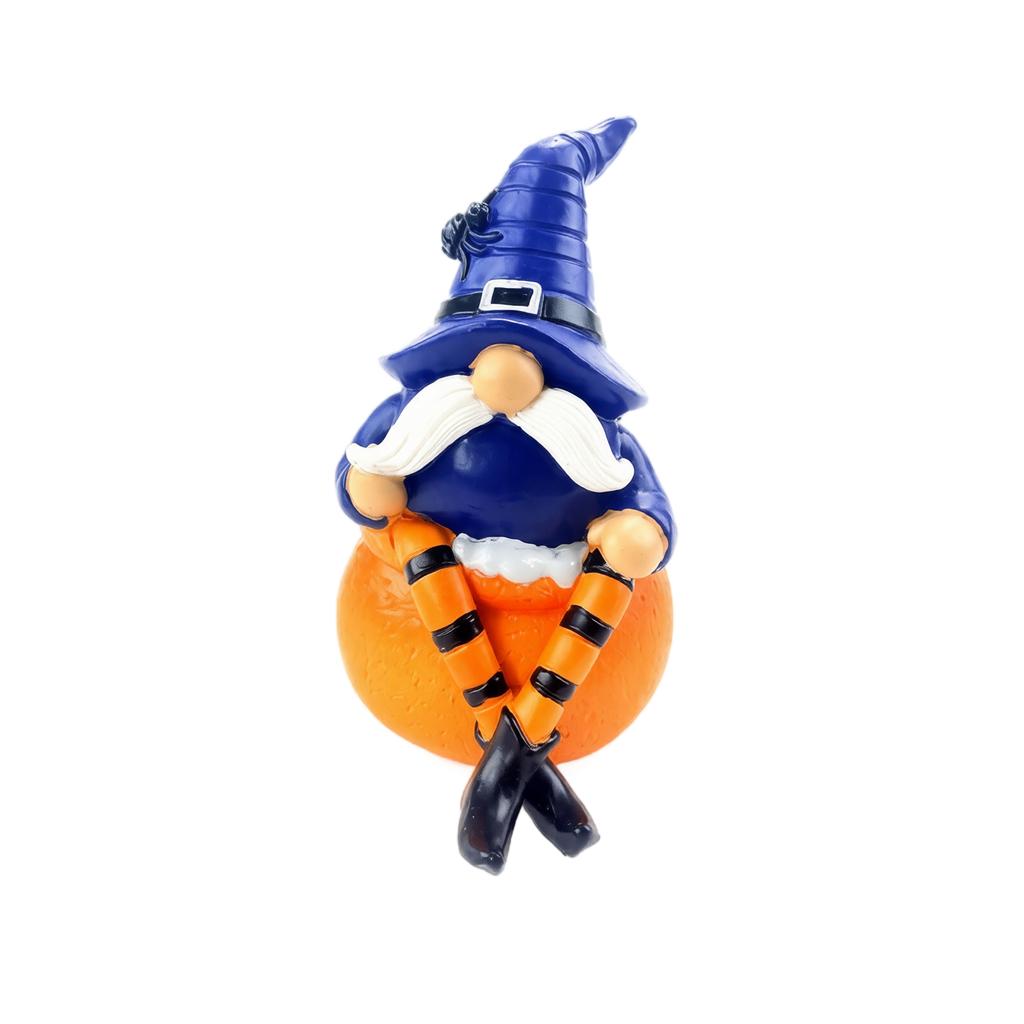 Halloween Pumpkin Gnome Resin Figurine for Creative Holiday Tabletop Decor