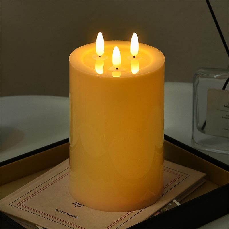 Color three-wick electronic candle lamp, simulated smokeless candle scene arrangement led electronic candle