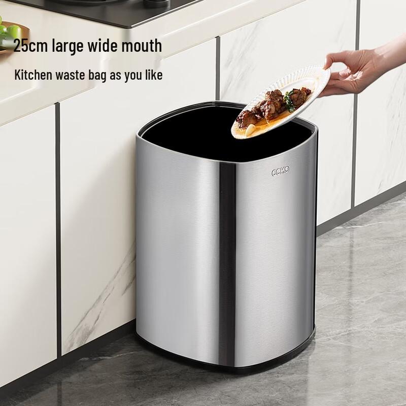CCKO Double-Layer Open Top Trash Can 9L