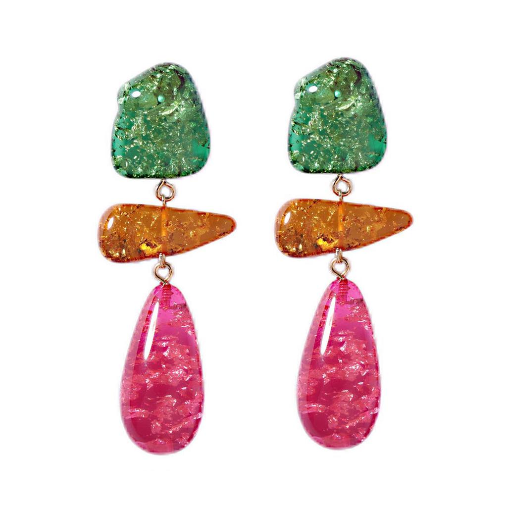 Retro High-end Geometric Pendant Colorful Earrings