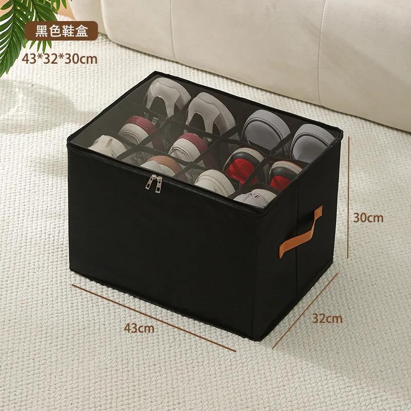 1Pcs Fabric Shoe Organizer Foldable Shoe Storage Bin with Clear Lid Shoe Storage Box Adjustable Dividers for Sneakers Loafers
