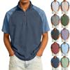 Men's Quarter-length Zipper Stand-collar Casual Short-sleeved Shirt