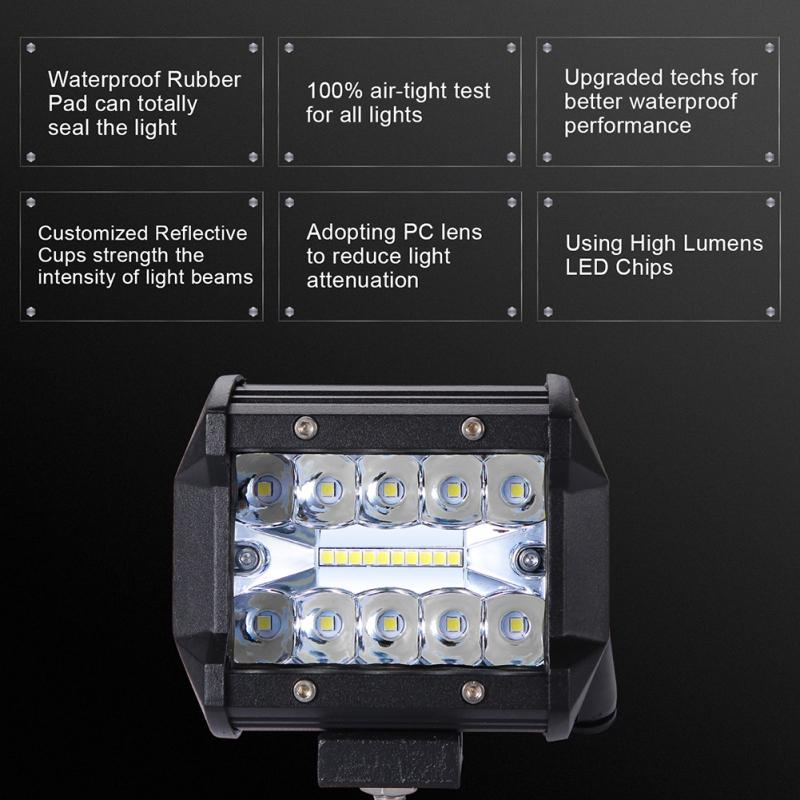 hot! 200w Led 3 Rows 4inch Work Light Bar Driving Lamp
