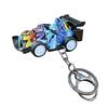 Go-cart Cartoon Keychain Pendant with Double-Ring Hook Anti-Detachable Design Decompression Tool Keychain Accessory