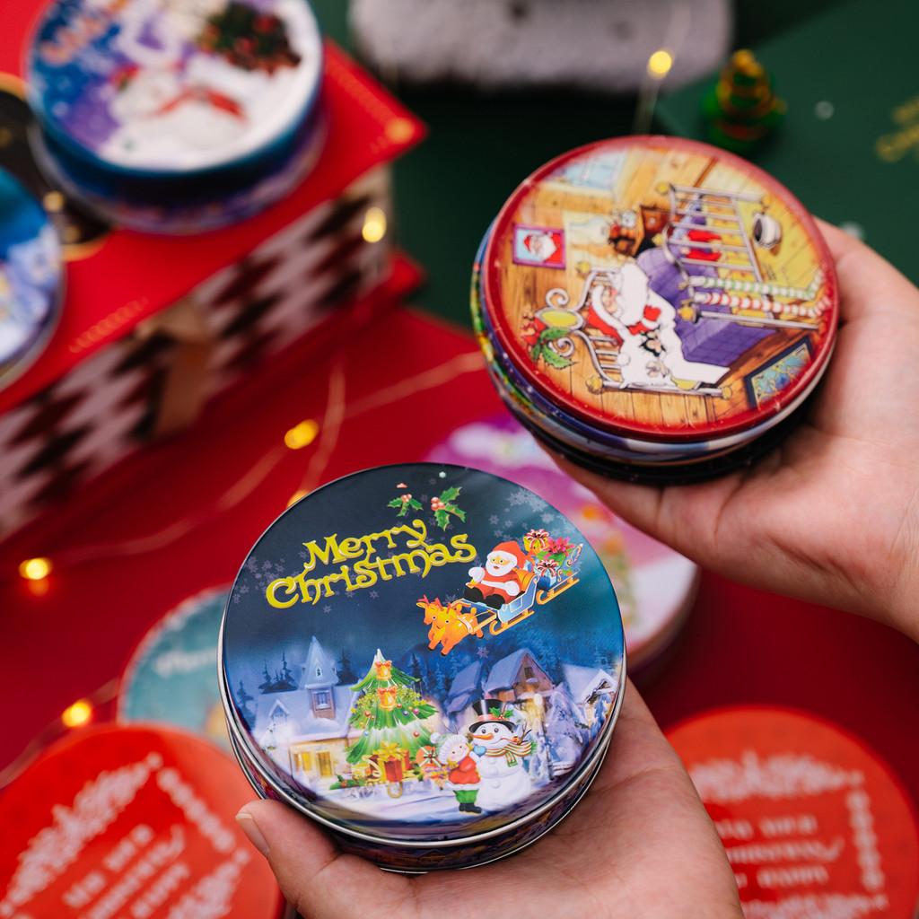Christmas Themed Delightful Round Tin Coasters With Cute Cartoon Designs For Kids And Family