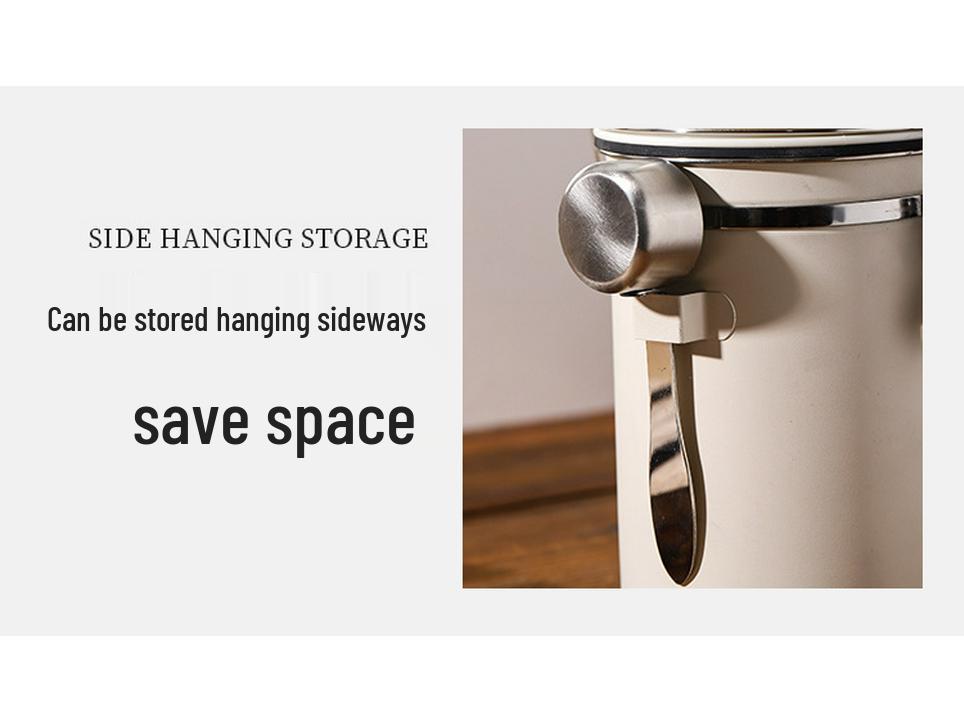 Airtight Stainless Steel Coffee Bean Storage Jar with Measuring Spoon