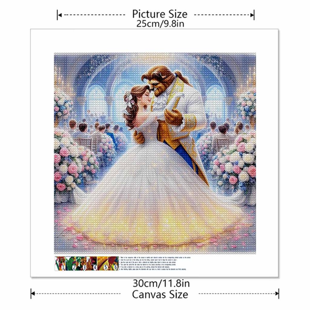 Full Round Diamond Painting A Beauty In A Wedding Dress and A Beast Art Rhinestone Picture Mosaic DIY 5D Cross Stitch Embroidery Home Decoration