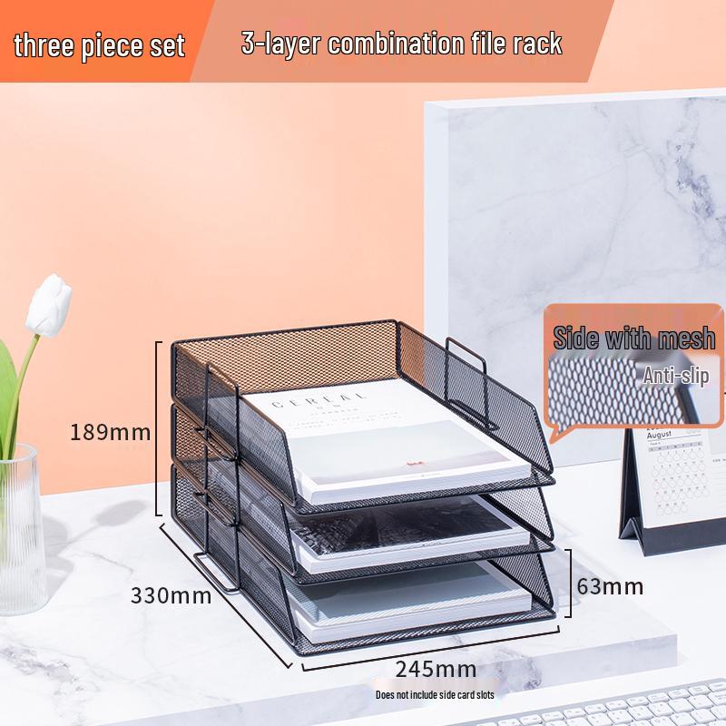 Multilayer A4 Metal Desktop File Organizer and Storage Rack Set for Office Supplies