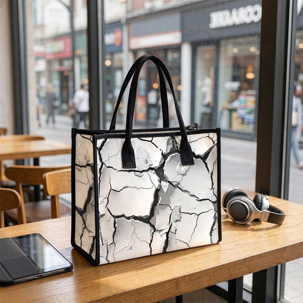 Cracked Pattern Large Tote Bag for Daily Commute Shopping