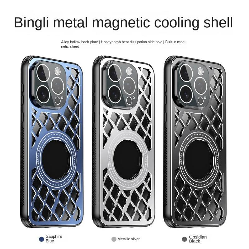 For Magsafe Aluminum Alloy Heat Dissipation Shockproof Case For iPhone 16Pro Max 16 15 14 13 12 Pro Back Plate Magnetic Wireless Charging Cover
