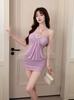 Summer Satin Splicing Strapless Bodycon Dress With Diamonds For Elegant Ladies