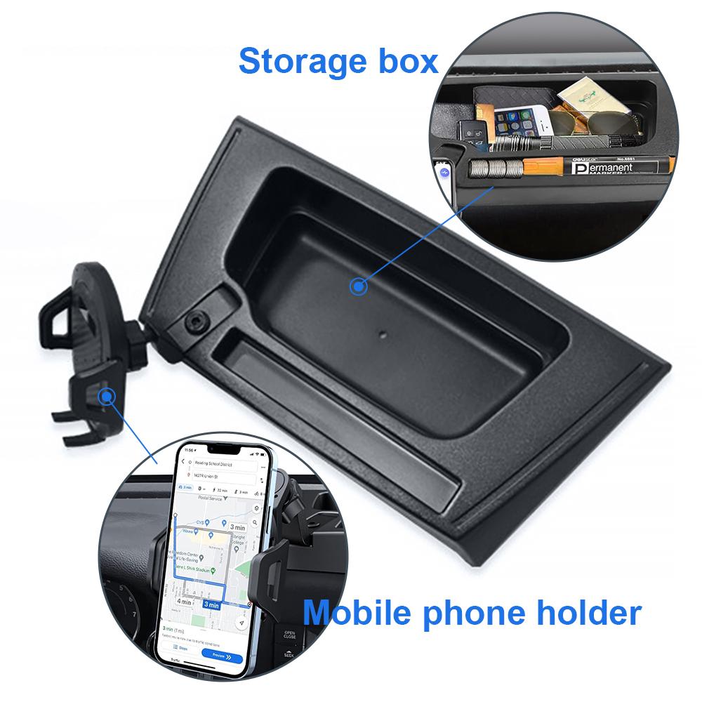 for Jeep Wrangler JK JKU 2011-2017 Upgraded Phone Mount Multi-Mount Phone Holder Dash Tray Storage Box System Kit Extension Arm