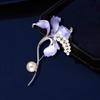Fashion Pretty Enamel Imitate Pearl Flower Brooches For Women Lily Flowers Plants Brooch Pins Party Jewelry Accessories Gifts