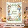 Custom Personalized Tapestry,Peter Rabbit Print Custom Name Text Wall Art Hanging for Bedroom