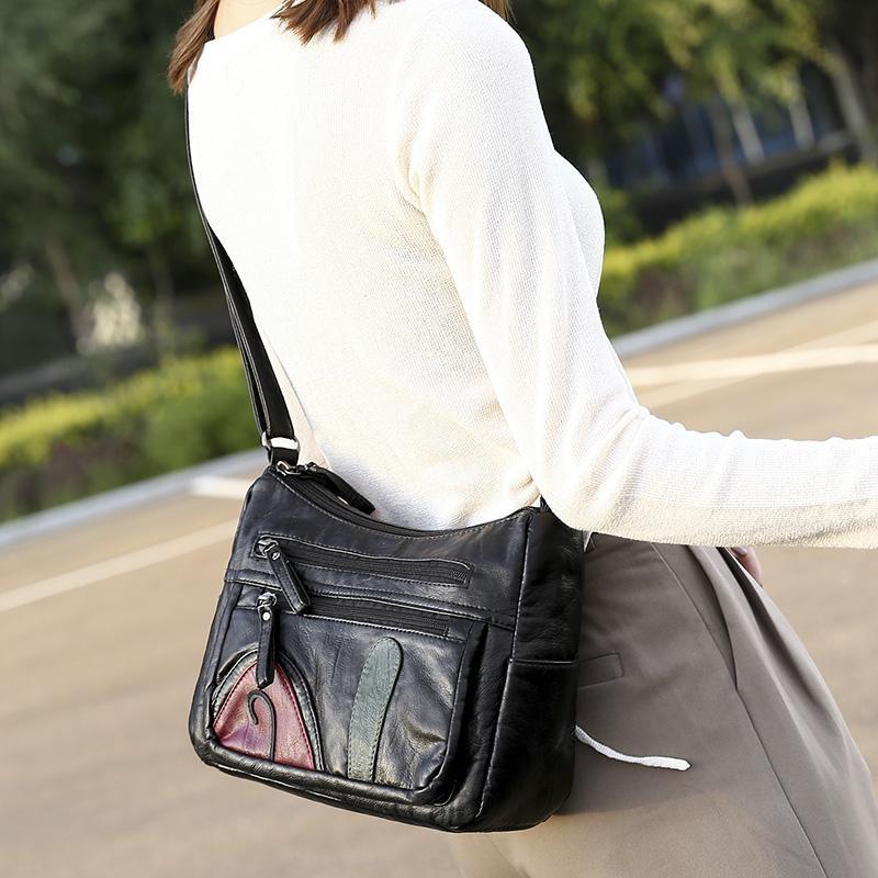 Black Winter Style Washed Leather Luxury Handbags Women Bags Designer Ladies Shoulder Crossbody Bags For Women