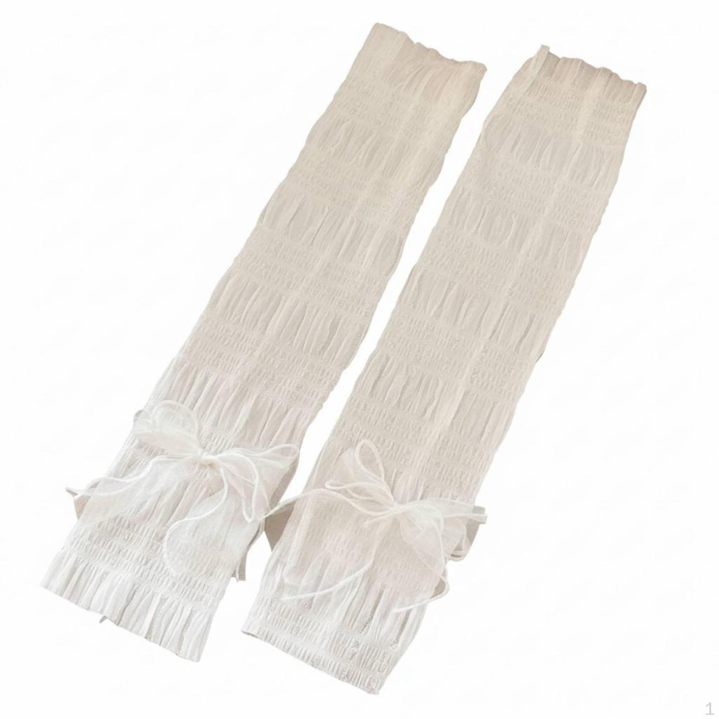 Summer Ice Silk Arm Sleeves, Ballet Ribbon Design, Breathable Sun Protection for Women Purple Gray