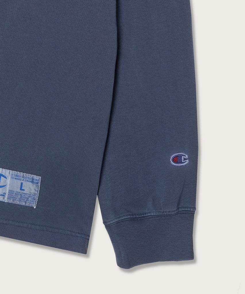 CHAMPION Track Logo Loose Fit Garment-Dyed Long Sleeve T-Shirt Blue