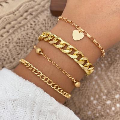 4dílný náramek s přívěskem lásky náramek pár set náramek jednoduchý elegantní luxusní náramek dívka nádherný šperkový náramek