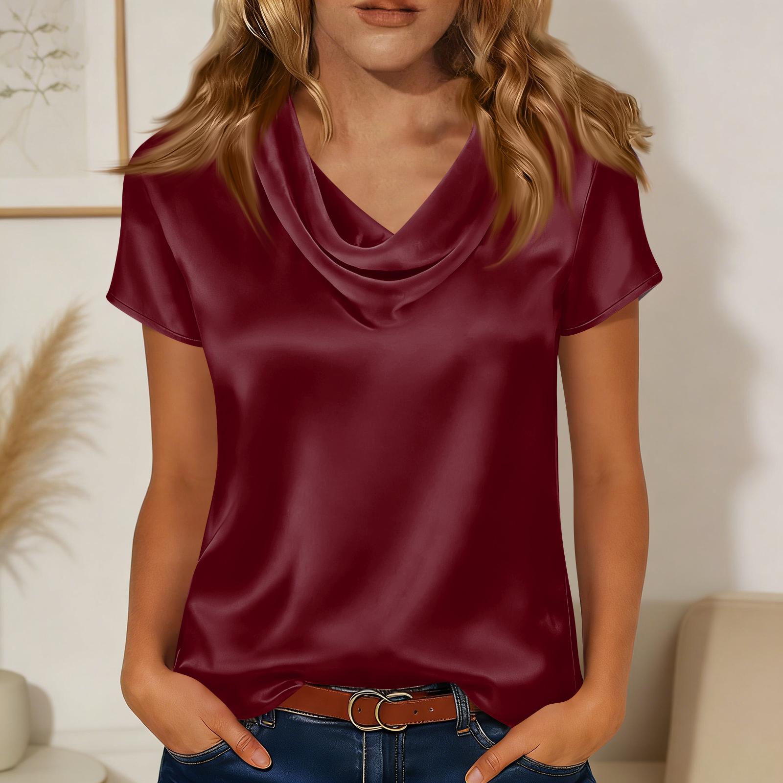 

Women s Fashionable Casual Print Short-sleeved T-shirt Top M винний