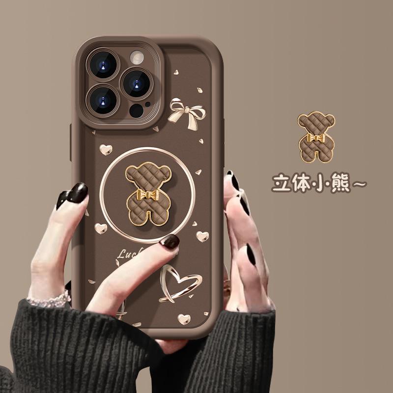 Three-dimensional bear doll suitable for OPPO FindX9 mobile phone case RealmeC83 cartoon C100 personalized protective case