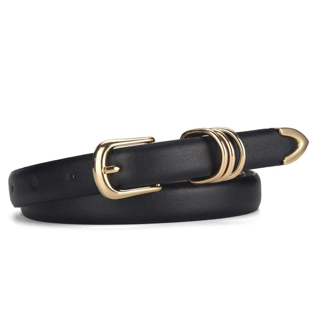 Versatile PU Leather Belt Women Man Metal Buckle Belt Simple Waist Belt