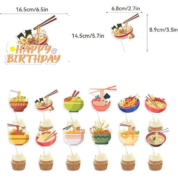 Ramen Party Decorations Japanese Noodles Birthday Decorations Includes Ramen Happy Birthday Banner Cupcake Toppers Cake Topper Spirals Balloons for