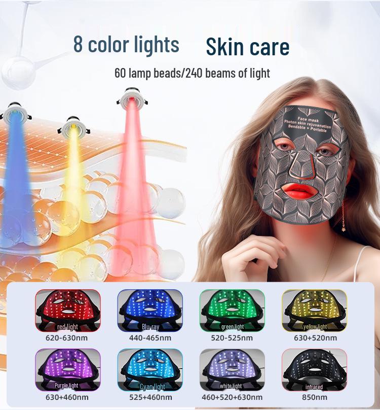 8-Color Silicone LED Light Mask: Red & Blue Photon Beauty Rejuvenation Facial Device