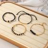 Women's Black Crystal Casual Bracelet Set - Handmade Woven Jewelry for Holidays and Parties