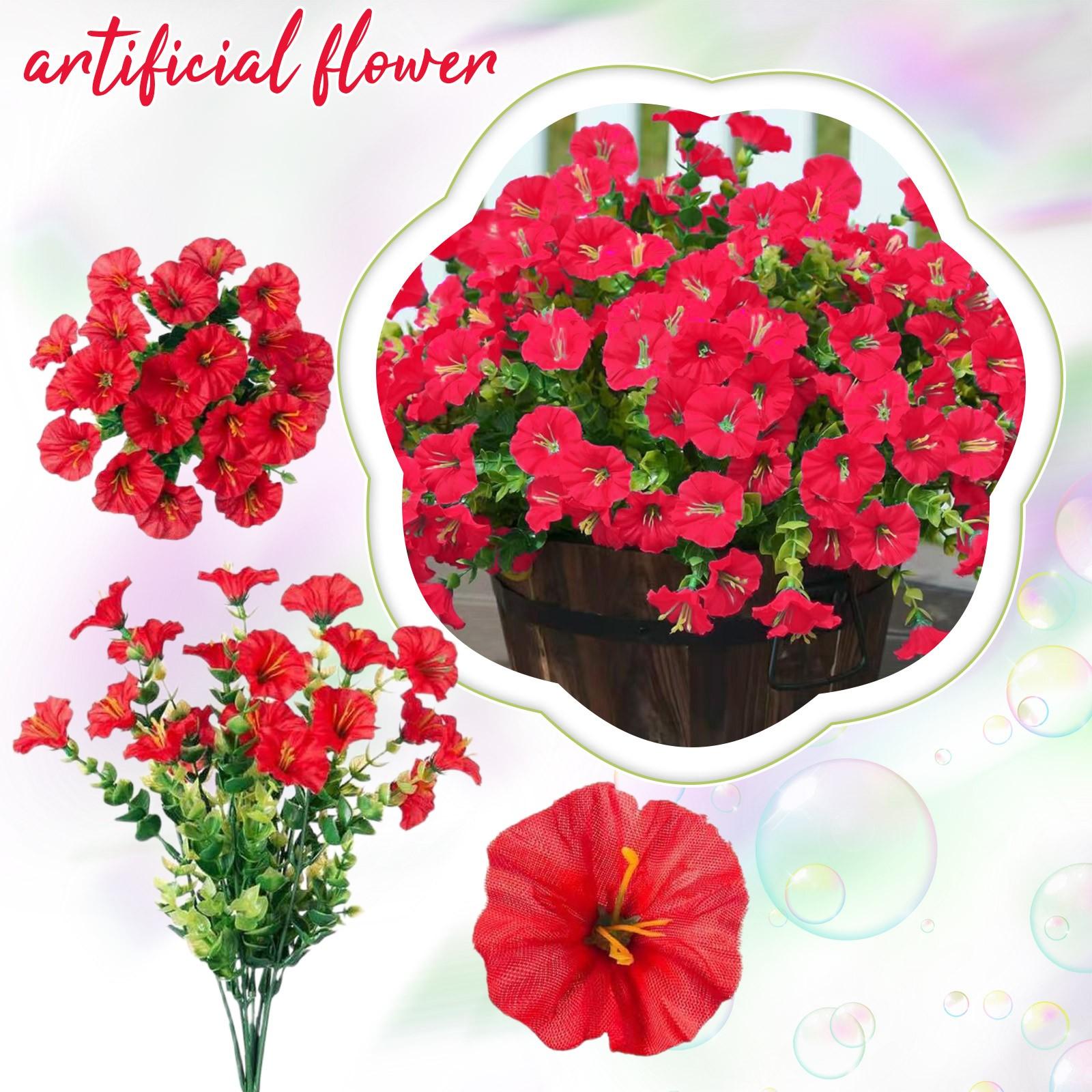 

Vibrant Artificial Red Petunia Bouquet Realistic Silk Flowers for Home Decor. Weddings. and Events. 12 Stems One Size червоний