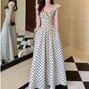 Large Size Fat Mm Summer Women's Clothing New High-end Polka Dot Dress Pleated Waist and Thin Temperament Dress