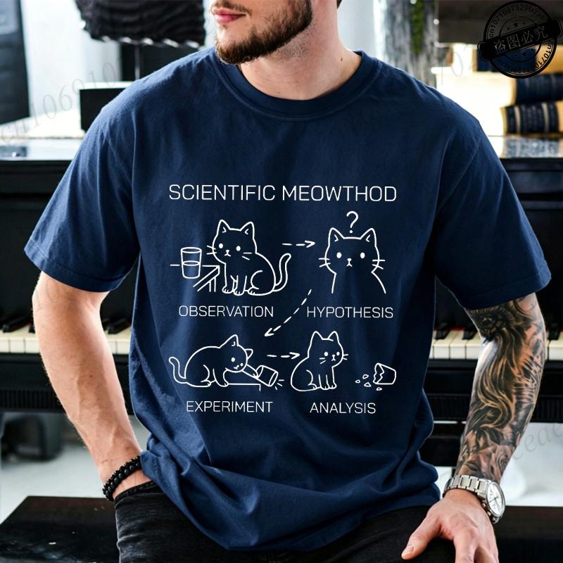 Summer Scientific Cat Tshirt Funny Science Cat Teacher Student Graphic Tee For Boys And Girls Casual Cool Clothing