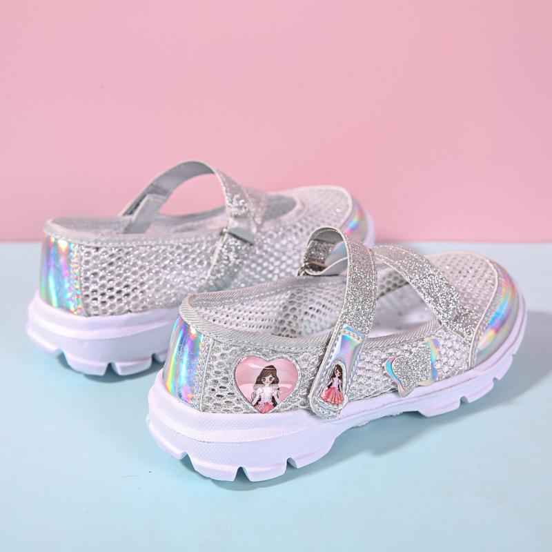 Mesh Girls' Summer Sneakers - Hollow, Breathable, Trendy Princess Shoes for Little Girls