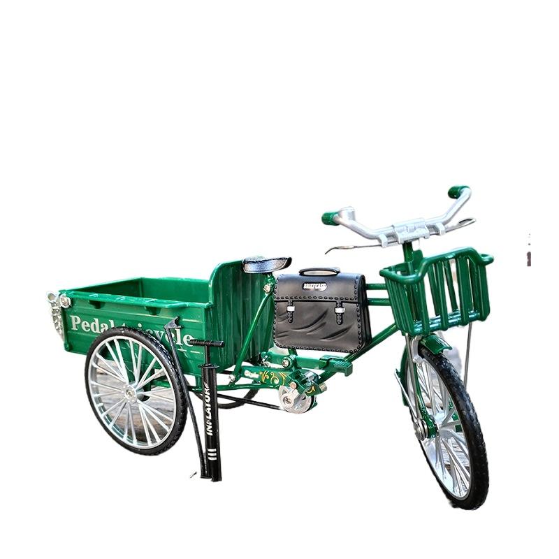 1/10 Mini Stop Retro Trójkołowy Rower Płaski Metalowy Odlewany Ciśnieniowo Klasyczny Model Trójkołowy Zabawka Symulacja Kolekcja Prezenty