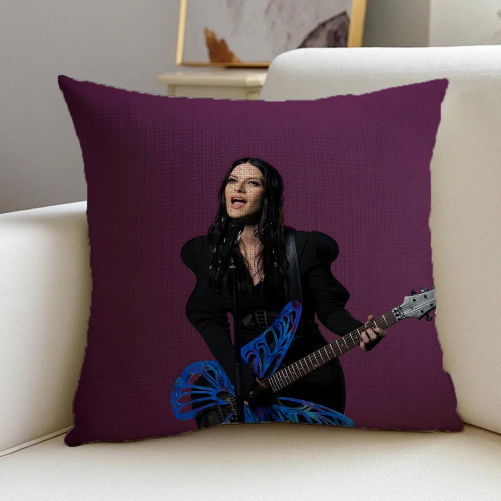 L-Laura Pausini Cushion Cover Cushion Cover Pillowcase, Anti-Mite Invisible Zipper, Linen Sofa Cushion