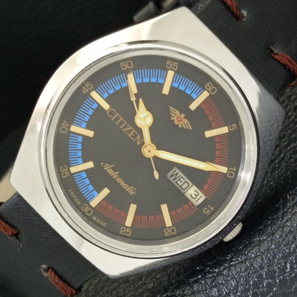 

JAPAN MENS VINTAGE CITIZEN AUTOMATIC 8200 BLACK COLOR DIAL WATCH a500299-2 R151b-a500299
